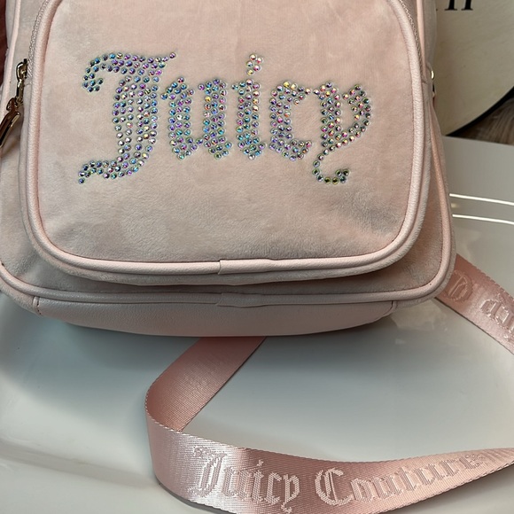 JUICY COUTURE BABY PINK VELVET BACKPACK π - Picture 10 of 11
